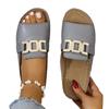 Slope Heel Thick Soled Slippers for Women, Plus Size Casual and Fashionable Simple Metal Buckle Fish Mouth Sandals