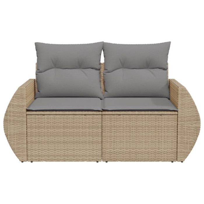 VidaXL Canapé de jardin avec coussins 2 places beige résine tressée 366095