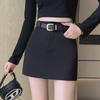 2025 High-Waist Black A-Line Skirt for Petite Women - Spring/Summer Anti-Exposure Hip Suit