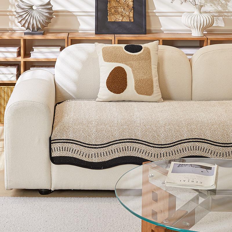 Minimalist Wavy Line Sofa Cushion Soft Cloud Sofa Cushion Chenier Non-Slip Seat Cushion Lazy Atmosphere In Living Room