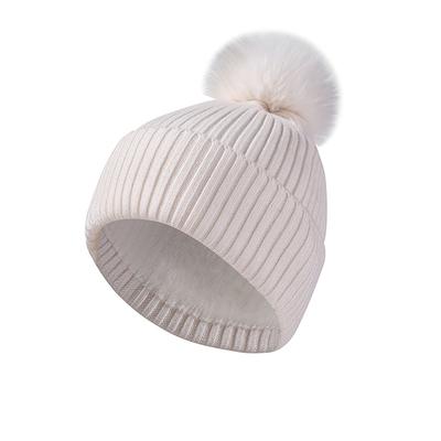 Осенне-зимняя шерстяная шапка, теплая вязаная шапка с шерстяным помпоном