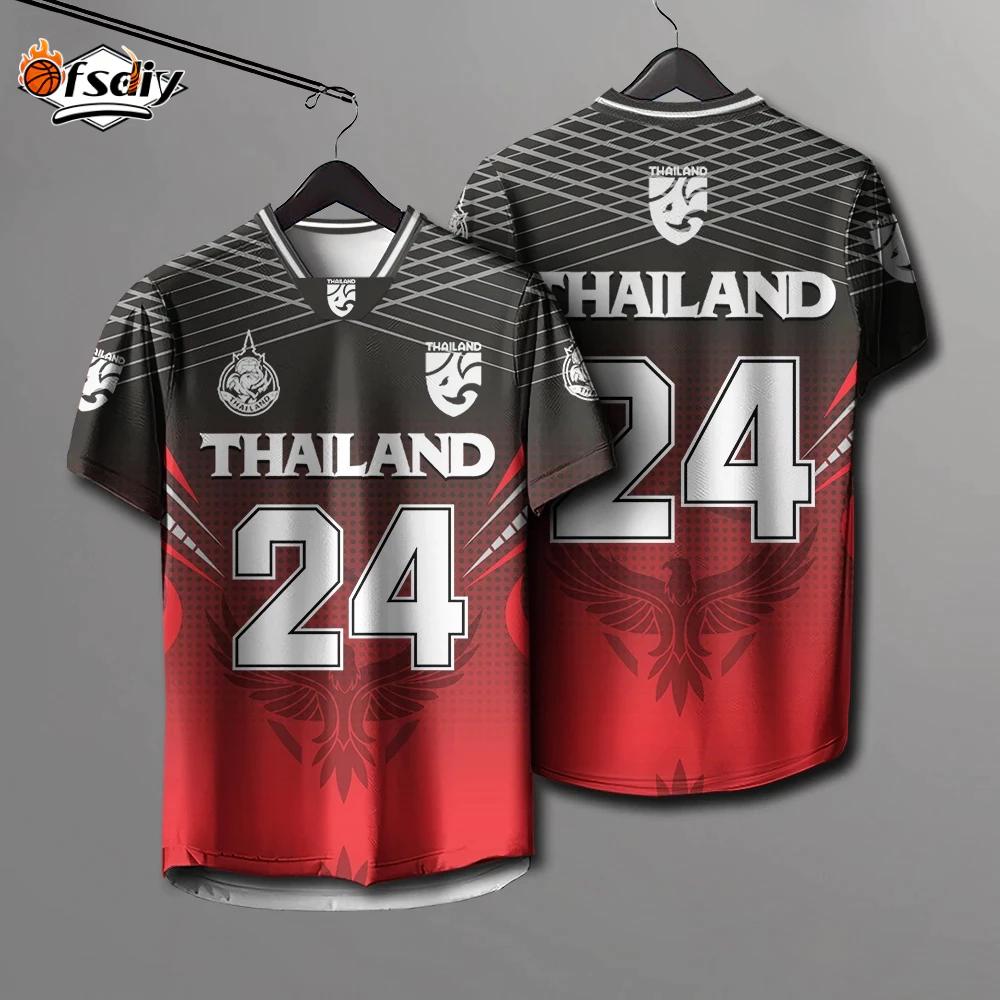 THAILAND Football Soccer V Neck Color Vintage Shirt National Elephant Logo Badge Unisex Men Women Training JERSEY Print Quick Dry Short Sleeve Uniform