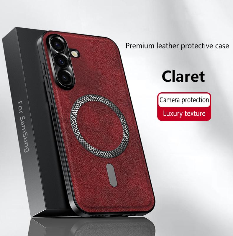 Ретро Кожаные Магнитные Чехлы для Телефона Для Samsung Galaxy S25 Ultra S22 S23FE S24 Plus Металлическая Защита Камеры Противоударная Жесткая Крышка