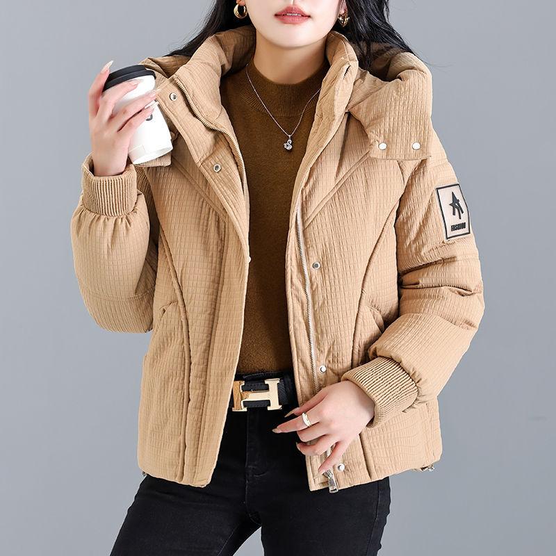 Women's Autumn and Winter Jackets Solid Color Hooded Thick Loose Windproof Short Women's Jacket