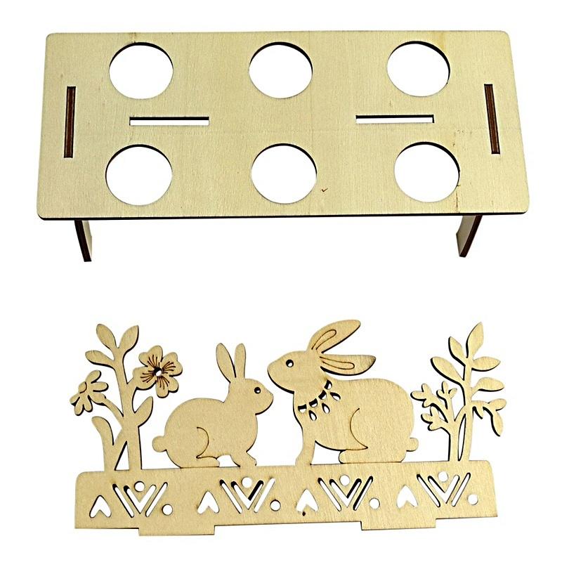 Creative DIY Rabbit Chick Easter Egg Tray Wooden Cute Party Decoration
