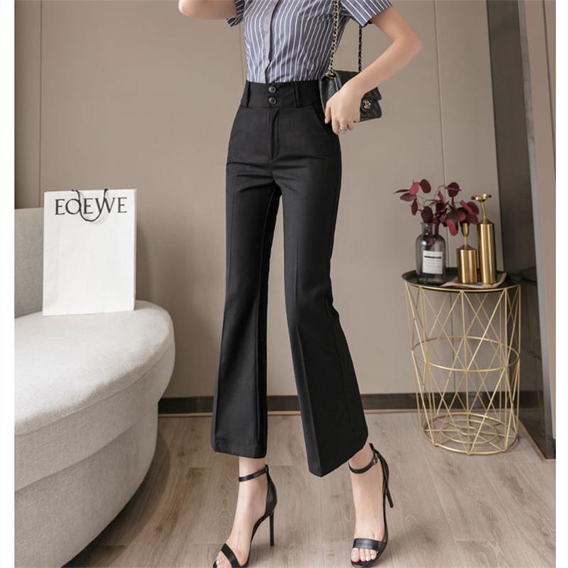 Harajuku OL Office Summer High Waist Summer Women's Wide Leg Capris Flare Pants for Women Baggy Suit Pants Woman Trousers