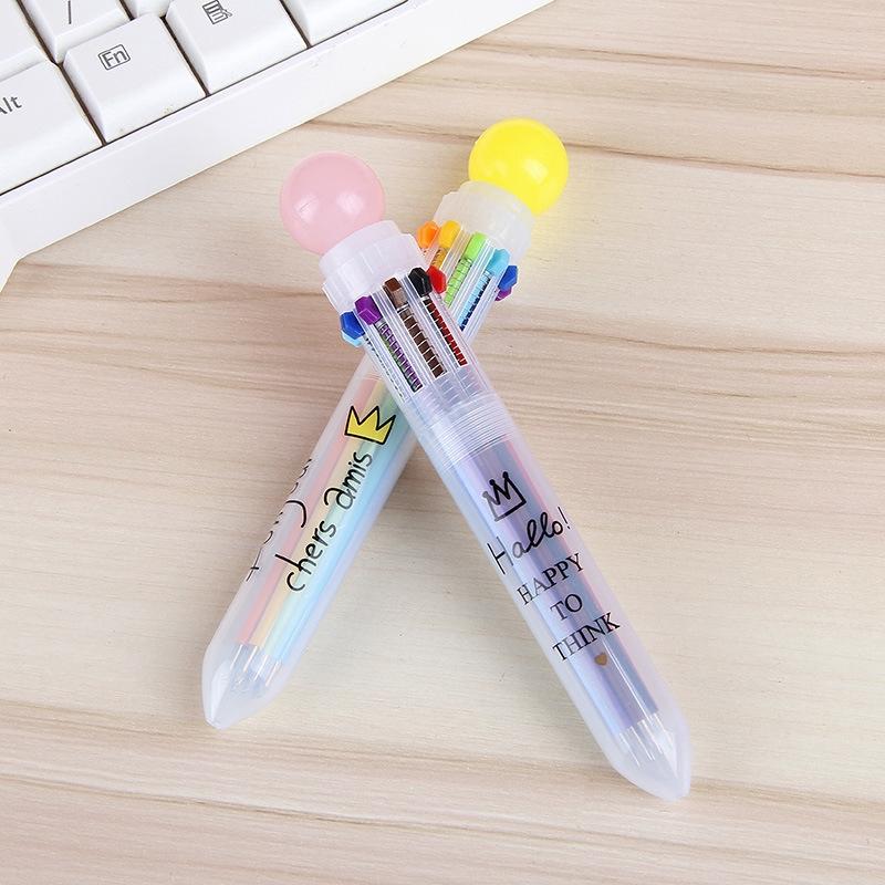 1pcs Creative Multicolor Office School Ballpoint Pen For Kids Gift Fashion 10 Colors Stationary Writing Pens Simple Signing Pen