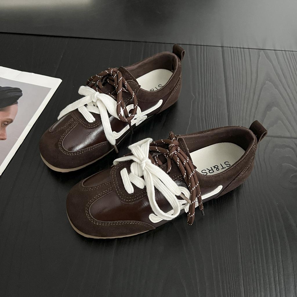 Нишевые кроссовки с круглым носком, уродливо-милые, в стиле ретро, немецкие тренировочные кроссовки, женские, 2025 новые, на плоской подошве, с внутренней высотой, повседневные, кеды Forrest Gump