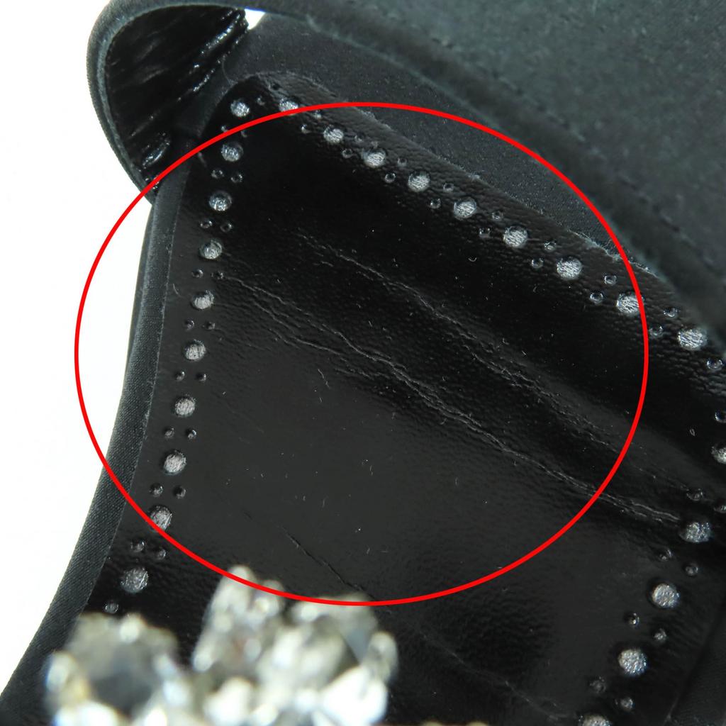 Pristine MANOLO BLAHNIK Sandals TITUBAFLAT Bijoux black silk 38 665.99WTIFCRE010 Used