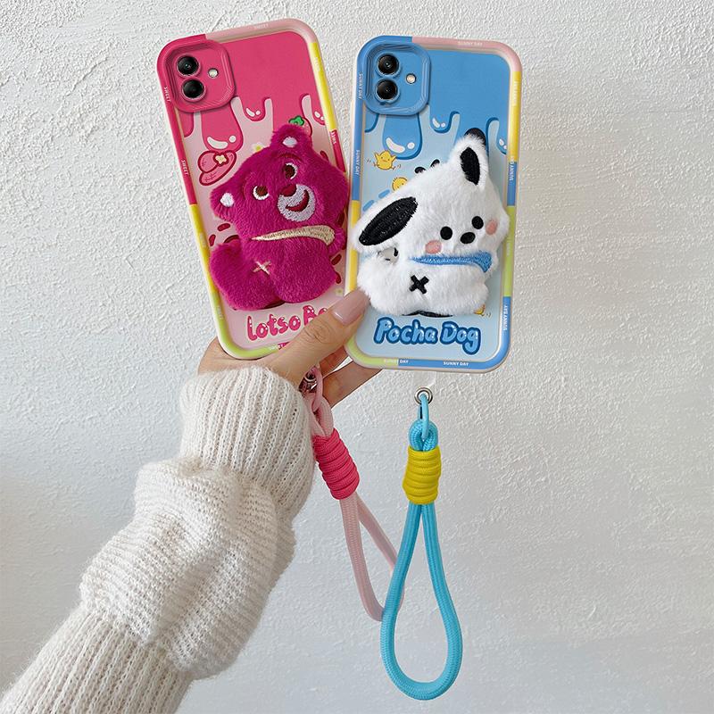 KEYSION Милый 3D мультяшный плюшевый чехол для Samsung A06 4G A05 A04 со шнурком Мягкий силиконовый противоударный чехол для телефона Galaxy A06
