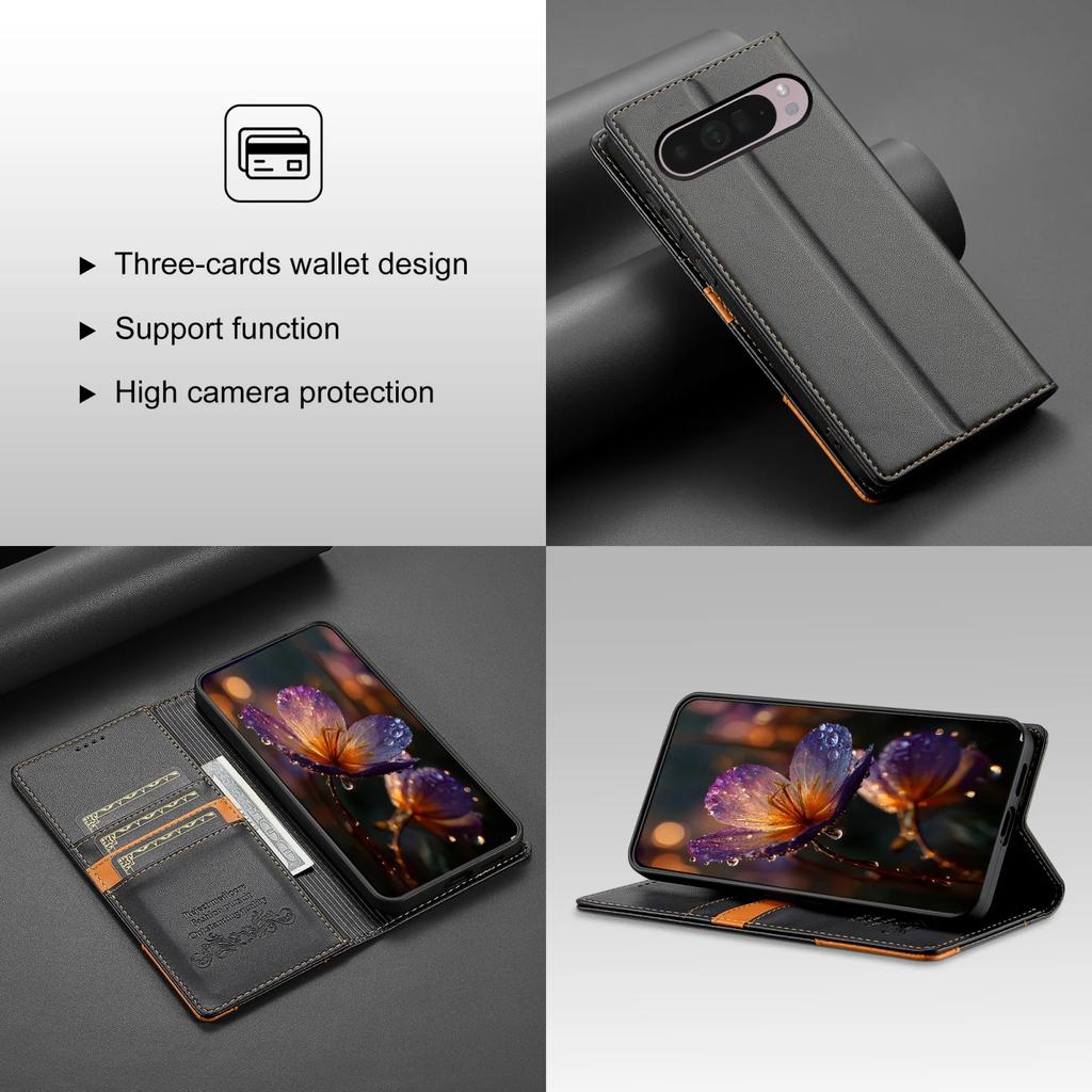 Кожаный чехол-книжка с магнитной застежкой и RFID-защитой для Google Pixel 10 9 Pro XL 5G 9A 8A 10ProXL 9ProXL, роскошный кошелек, отделение для карт, подставка, чехол для телефона