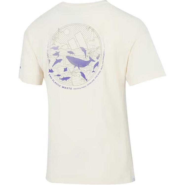 Adidas Футболка Ocean Gfx, повседневная дышащая спортивная футболка с принтом дельфина, женские топы с короткими рукавами, бежевый HE7339