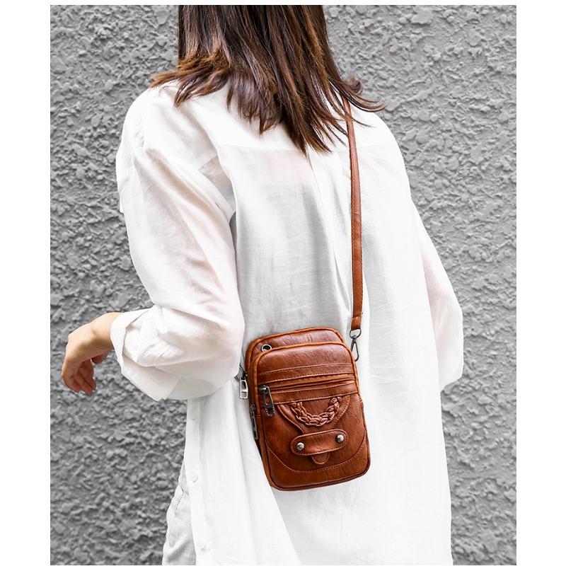 Women Crossbody Bag New Texture Shoulder Bag Phone Bag Soft Leather Chic Euro-American Style Mature Fashion Vintage Small Bag