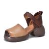 Fashion GKTINOO Retro Mixed Colors Thick Soled Sandals 2025 Summer New Genuine Leather Thick Heeled Women's Roman Shoes