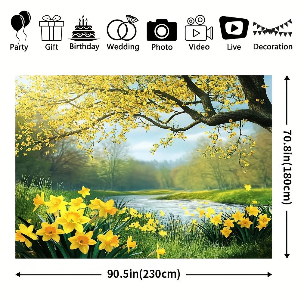1 piece spring garden landscape natural landscape background made of polyester material suitable for home decoration