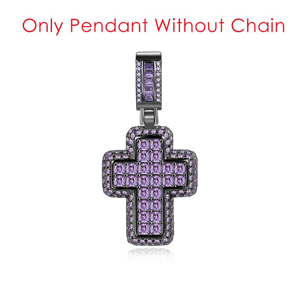 Hiphop Luxury Inlaid CZ Cross Pendant Rope Chain Necklaces for Men Women Punk Personality Rapper Accessory Fashion Neck Jewelry