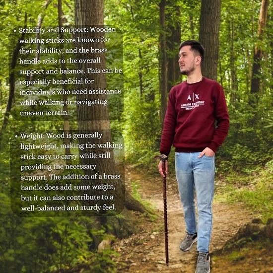 Декоративная трость для ходьбы с латунной ручкой, складная конструкция, размер 36 дюймов, и натуральное дерево, изготовленное вручную, для стиля и комфорта Sone World