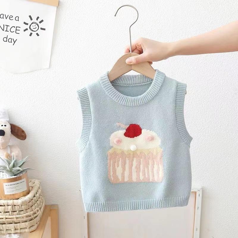 Вязаные милые жилеты для маленьких девочек, пуловеры без рукавов, топы для девочек, детские жилеты в корейском стиле, весна-осень, 0-6 лет