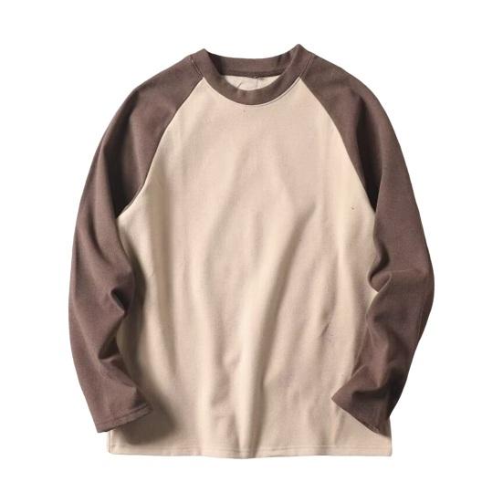 Осень-зима мужской топ с цветным блоком и круглым вырезом, длинный рукав, пуловер, большой размер, толстый, теплый, спортивный, фитнес, свитшот, повседневная одежда, деловая одежда