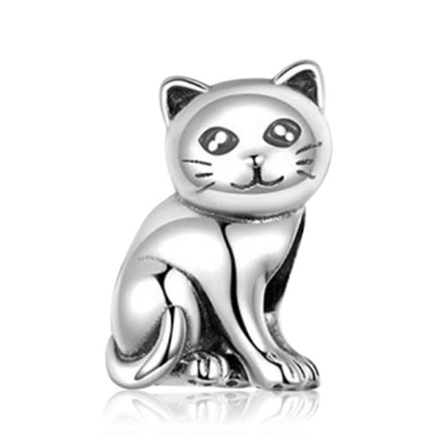 Silver Animal Cat Panda Rabbit Rabbit Lion Owl Unicorn Horse Jewelry Pendant Bracelet DIY Fit Original Bracelet