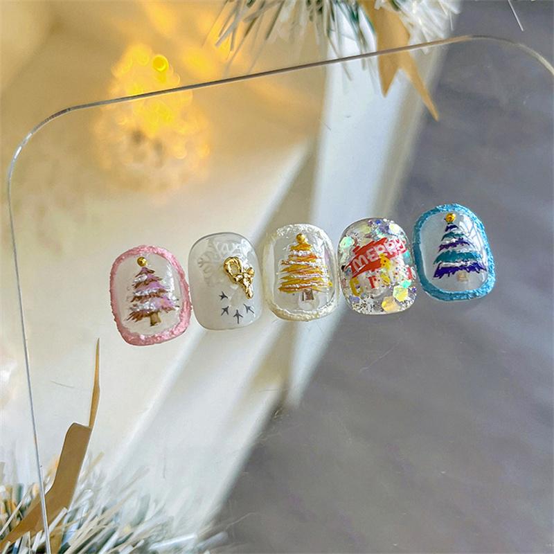 Рождественские наклейки для ногтей Узоры Рождественские наклейки для нейл-арта Красочные наклейки для ногтей в виде рождественской елки Вечеринка Маникюрный салон своими руками