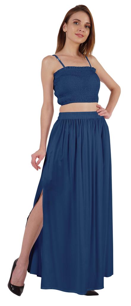 Bimba Летняя одежда для вечеринок Сексуальное платье из 2 предметов для женщин: укороченный топ и длинная юбка, комплект W