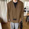 Men Collarless Long Sleeve One Button Loose Thin Blazer Coats