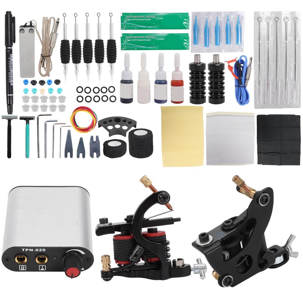 Double Tattoo Coil Machine Set Tattoo Power Supply Liner Shader 8 Wraps 10 Wraps Tattoo Coil