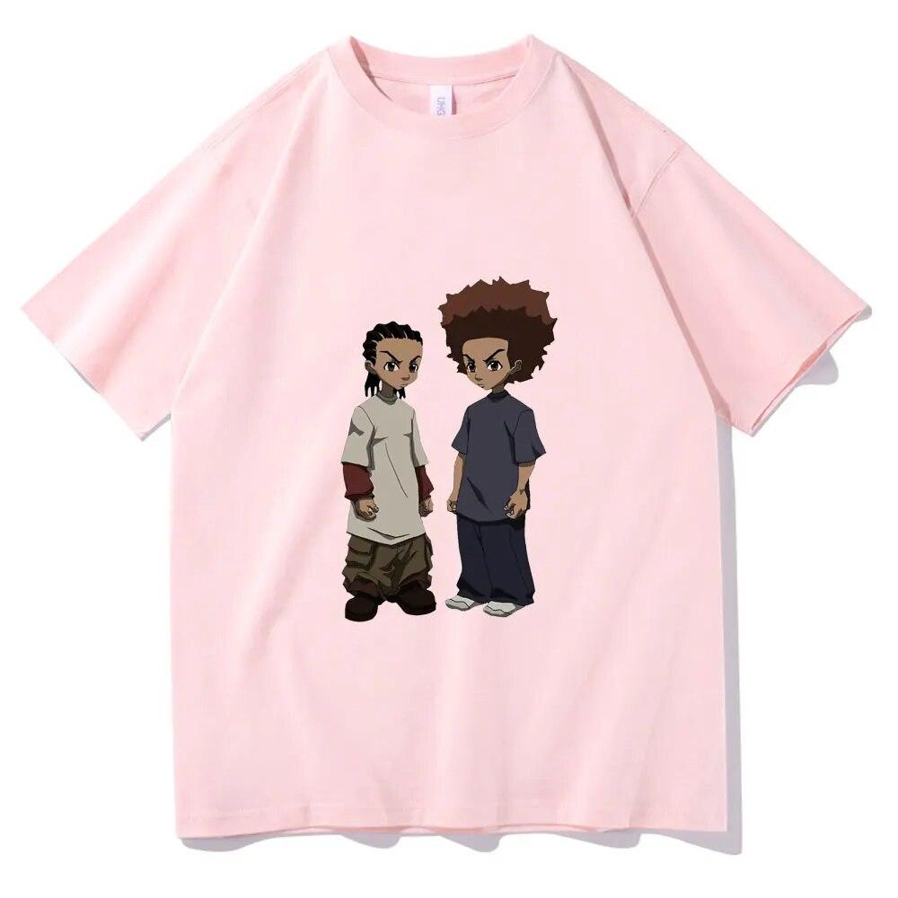 Футболка с принтом The Boondocks Huey and Riley, модные хлопковые футболки унисекс в стиле Харадзюку, негабаритная футболка унисекс в стиле рок, хип-хоп, футболка унисекс
