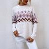 Женский осенне-зимний новый пуловер с полувысоким воротником, жаккардовый свитер с длинным рукавом, повседневный свободный вязаный свитер