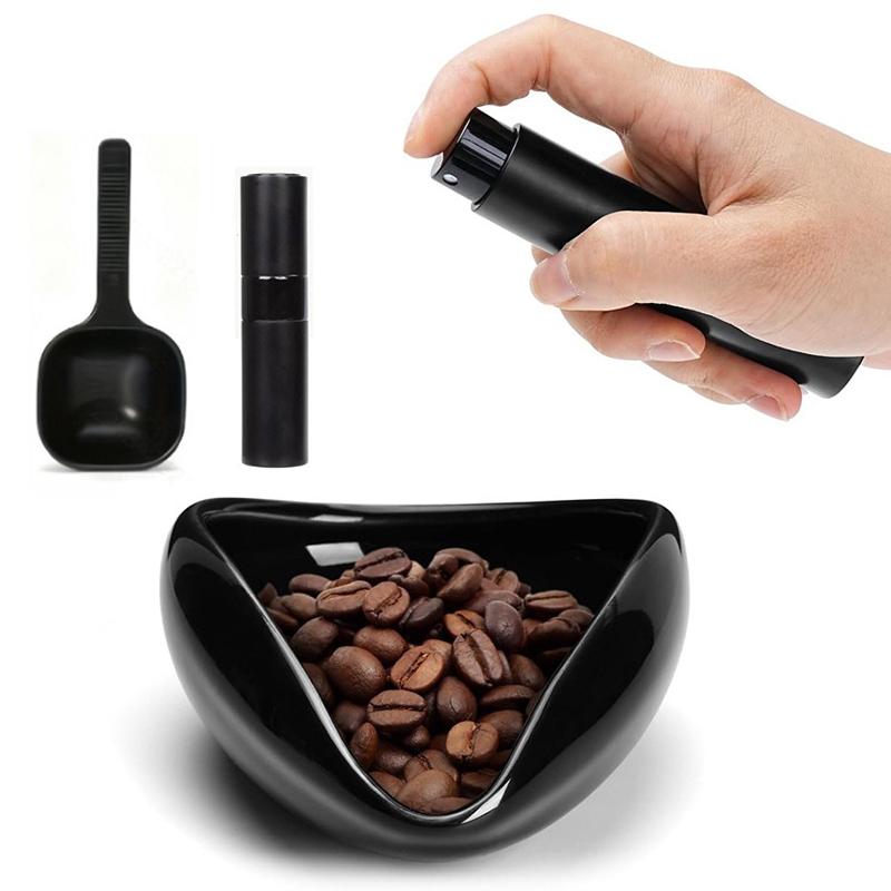 Coffee Bean Dosing Cup and Spoon Set Ceramic Dosing Vessel Measuring Tray Kit Coffee Tools Espresso Accessories PTKFQJ01