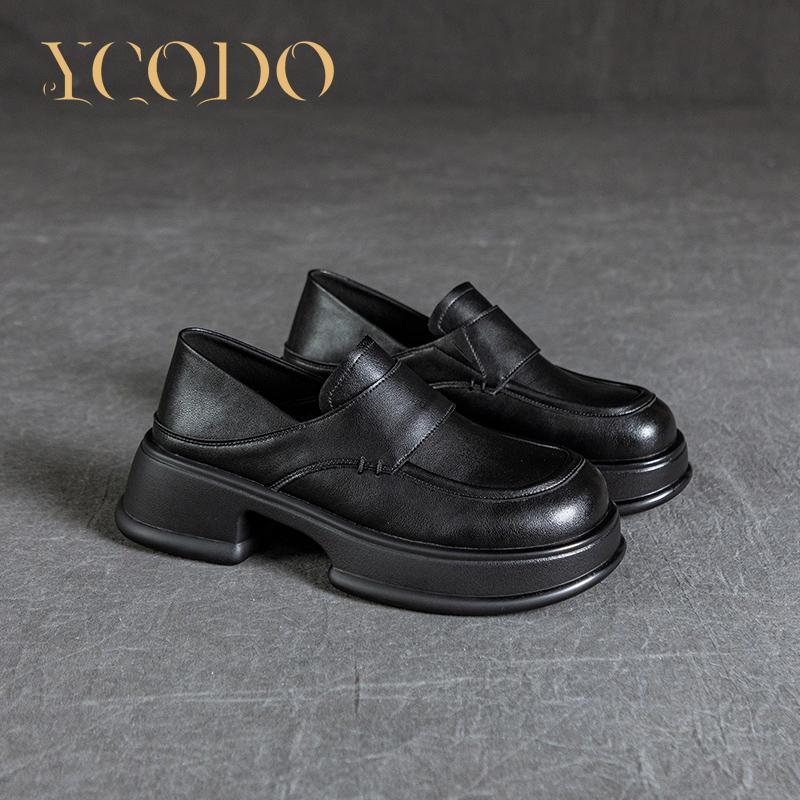 Женские весенние, летние и осенние лоферы из натуральной кожи на толстом каблуке, тапочки, кожаная обувь для двух видов обуви