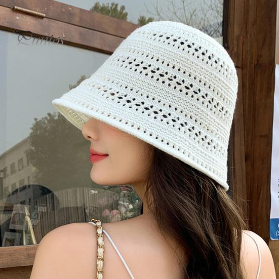 Женская шляпа рыбака с ажурным дизайном, солнцезащитная шляпа с широкими полями, однотонная, V-образная защитная летняя пляжная шляпа