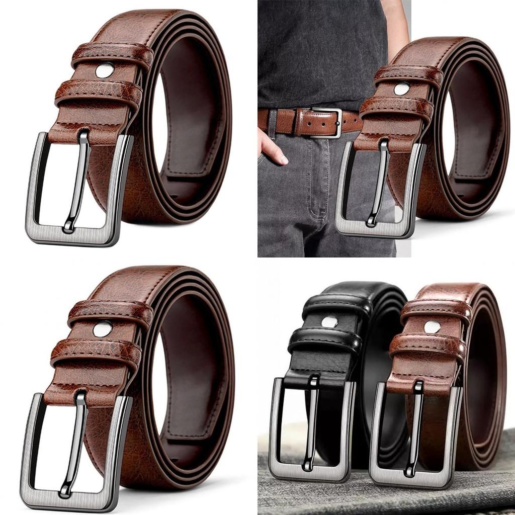 Old School Leather Belt For Men With Alloy Buckle For Casual And Formal Outfits