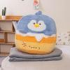 40cm Cartoon Animal Backpack Plush Panda Dog Penguin Capybara Toys Pillow With Blanket Stuffed Birthday Gift Girls Kid's Present
