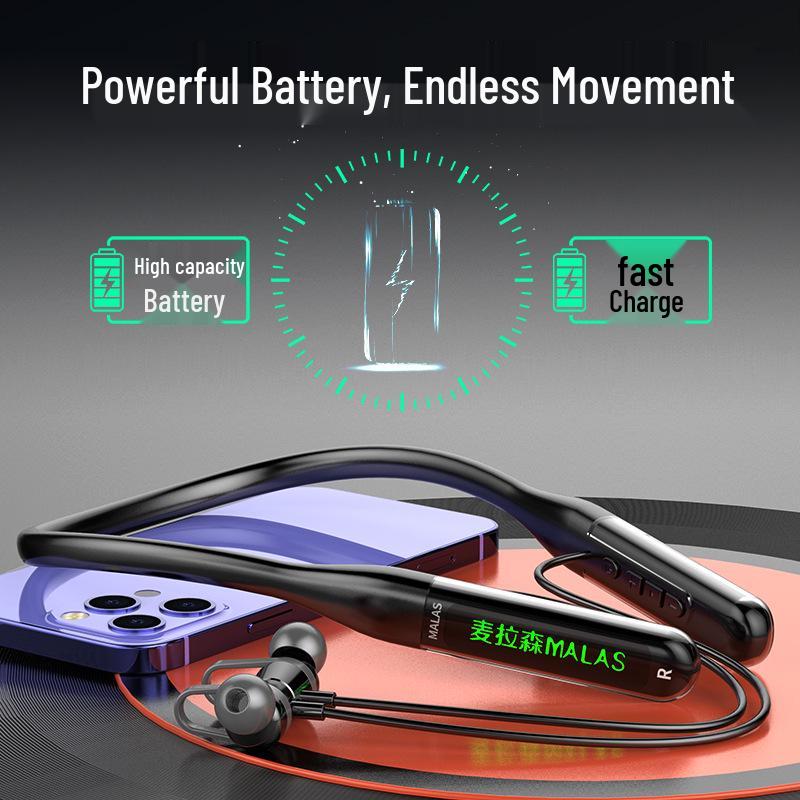 Premium Neckband Wireless Bluetooth Headset: Ultra-Long Battery, High-End Sound, Noise Cancelling In-Ear Sport Earbuds