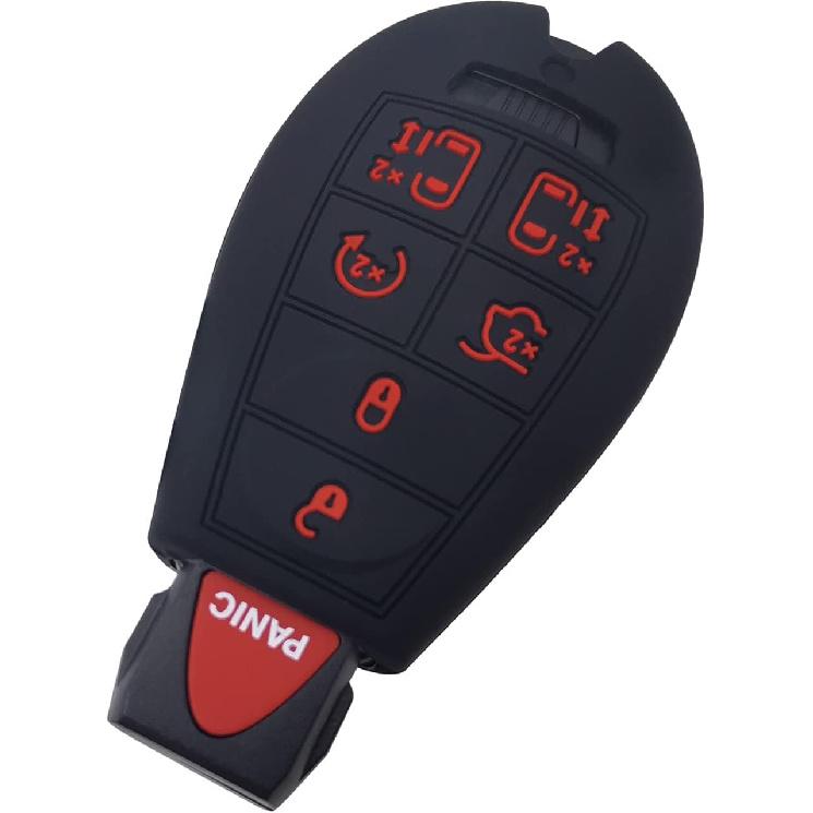 2Pcs Silicone 7 Button Key Fob Cover Remote Case Keyless Protector Compatible with Dodge Challenger Charger Durango Grand Caravan Journey Magnum Ram