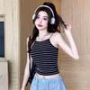 Полосатые майки без рукавов, без бретелек, вязаный тонкий укороченный топ, летняя женская майка, женская одежда, майки