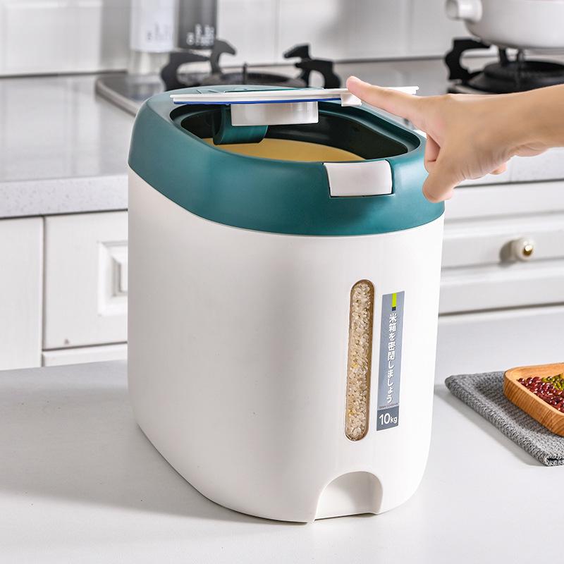 Новый барабан для риса, герметичный домашний герметичный контейнер для хранения риса с защитой от насекомых и влаги, ящик для хранения риса с откидной крышкой