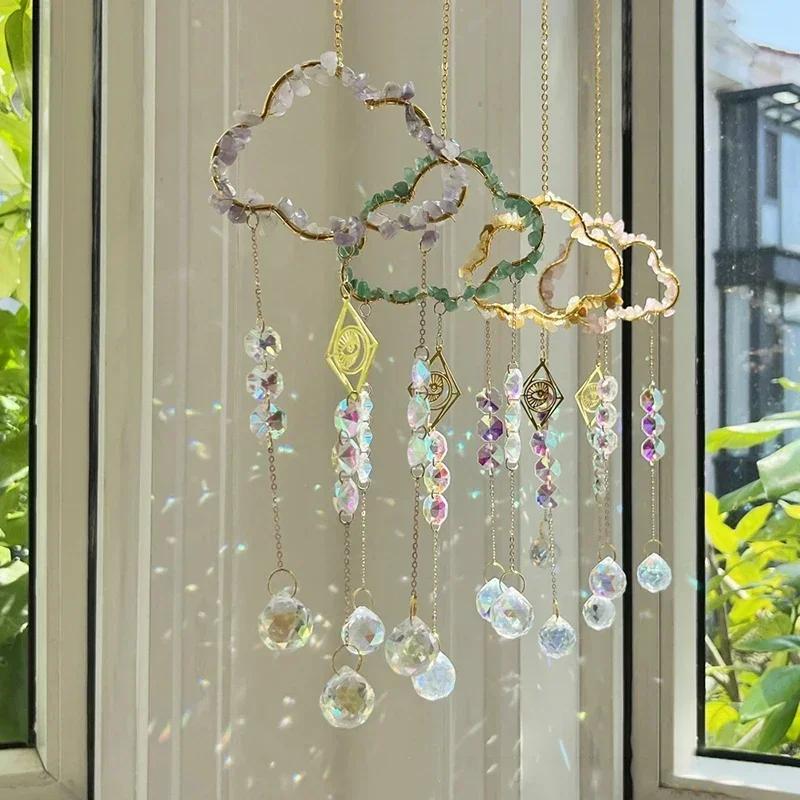 New Crystal Sun Catcher Cloud Window Wind Chime Hanging Rainbow Prism Pendant Jewelry Home Garden Decoration Festival Gifts