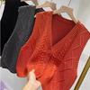Women's High-End Fashion Knitted Vest Hollow-Out Crocheted Style Outer-Wear Sweater Vest