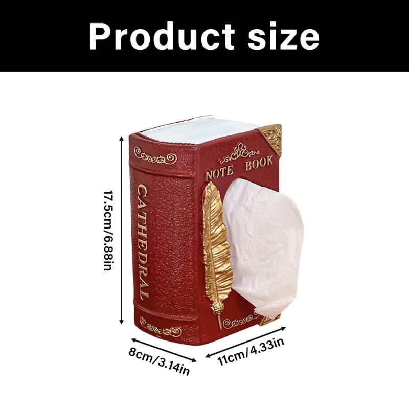 Book Style Tissue Box Holder Vintage European Designs Multifunctional Storage Organizer For Home Office Decoration