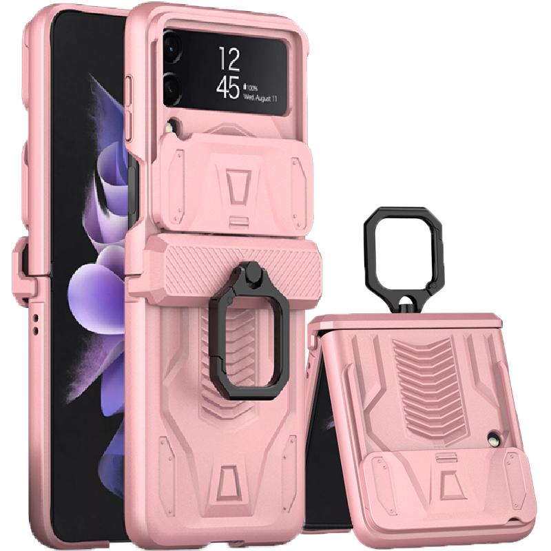 Магнитный шарнир Полный чехол-пакет Для Samsung Galaxy Z Flip 4 Чехол Задняя крышка со сдвижной защитой камеры Жесткая крышка Для Galaxy Z Flip3