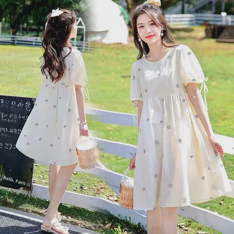 Платья для беременных с цветочной вышивкой 2022 года: Шикарные однотонные цвета для беременных