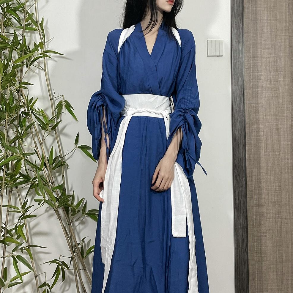 Китайский стиль династии Вэй Цзинь, костюм Ханфу, китайский стиль, литературный женский костюм с принтом