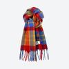 Cozy Plaid Wool-Blend Scarf: Warm, Furry, and Trendy Shawl for Autumn and Winter