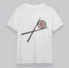 Women's Oversize T-Shirt Chopsticks with Red and White Circle Graphic Cotton Tee