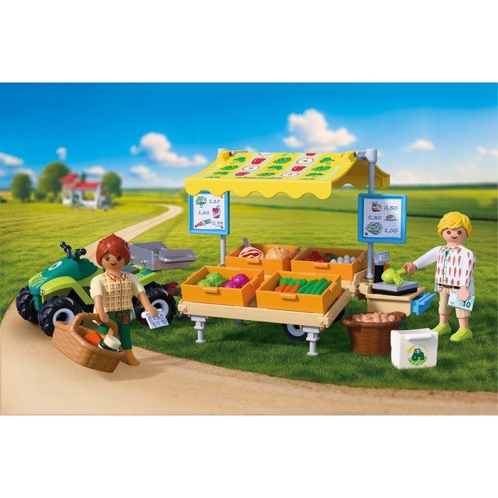 PLAYMOBIL 72164 Stand de légumes au marché et quad, Country la ferme, 83 pièces, dès 4 ans