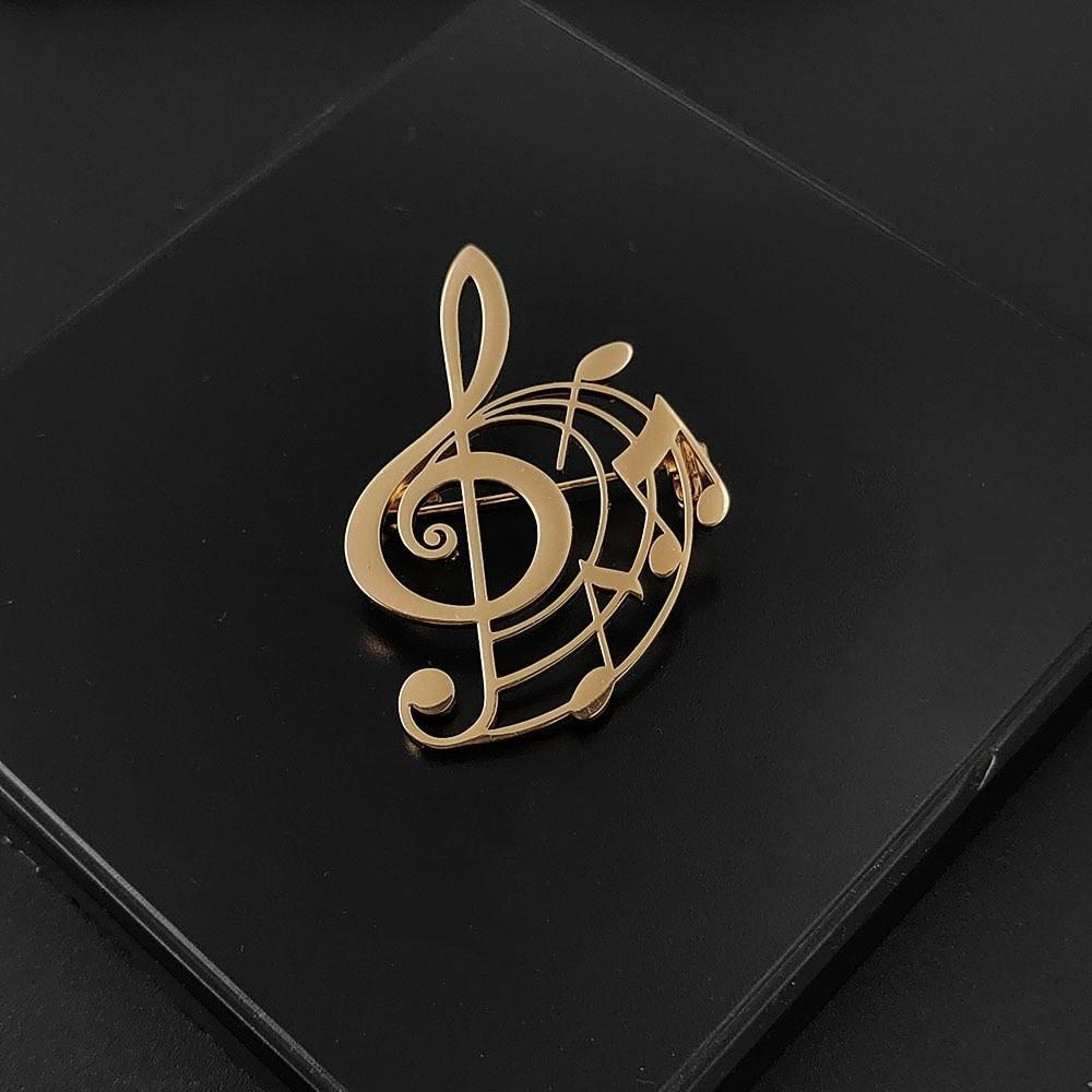 Stainless Steel Music Note Brooch Pin Hollow Design Music Badge Lapel Pin Daily Wear