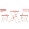 Garden Bistro Set 3 Pieces Table and 2 Folding Slatted Chairs Double Rust Protection Pink